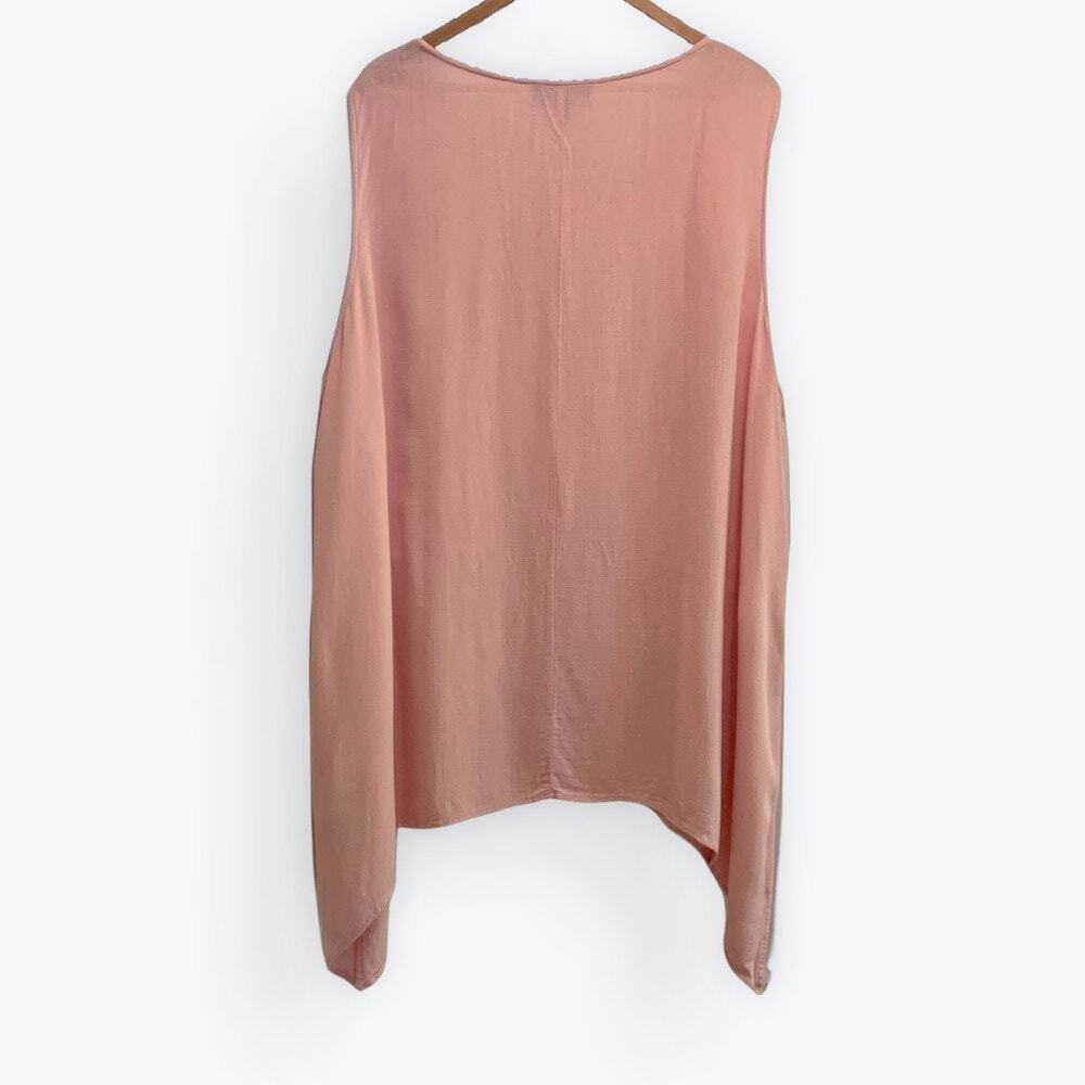 ARNA YORK Selena Tunic Top Petal Pink Tiered Lagenlook Double Hem Size 30/32 - Picture 2 of 5